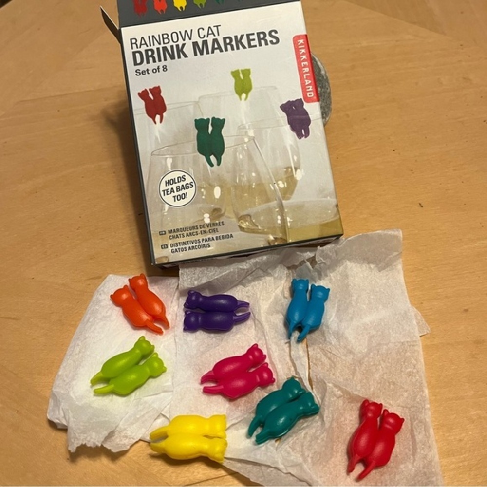 Kikkerland Multicolor Cat Drink Markers NIB - Picture 3 of 5